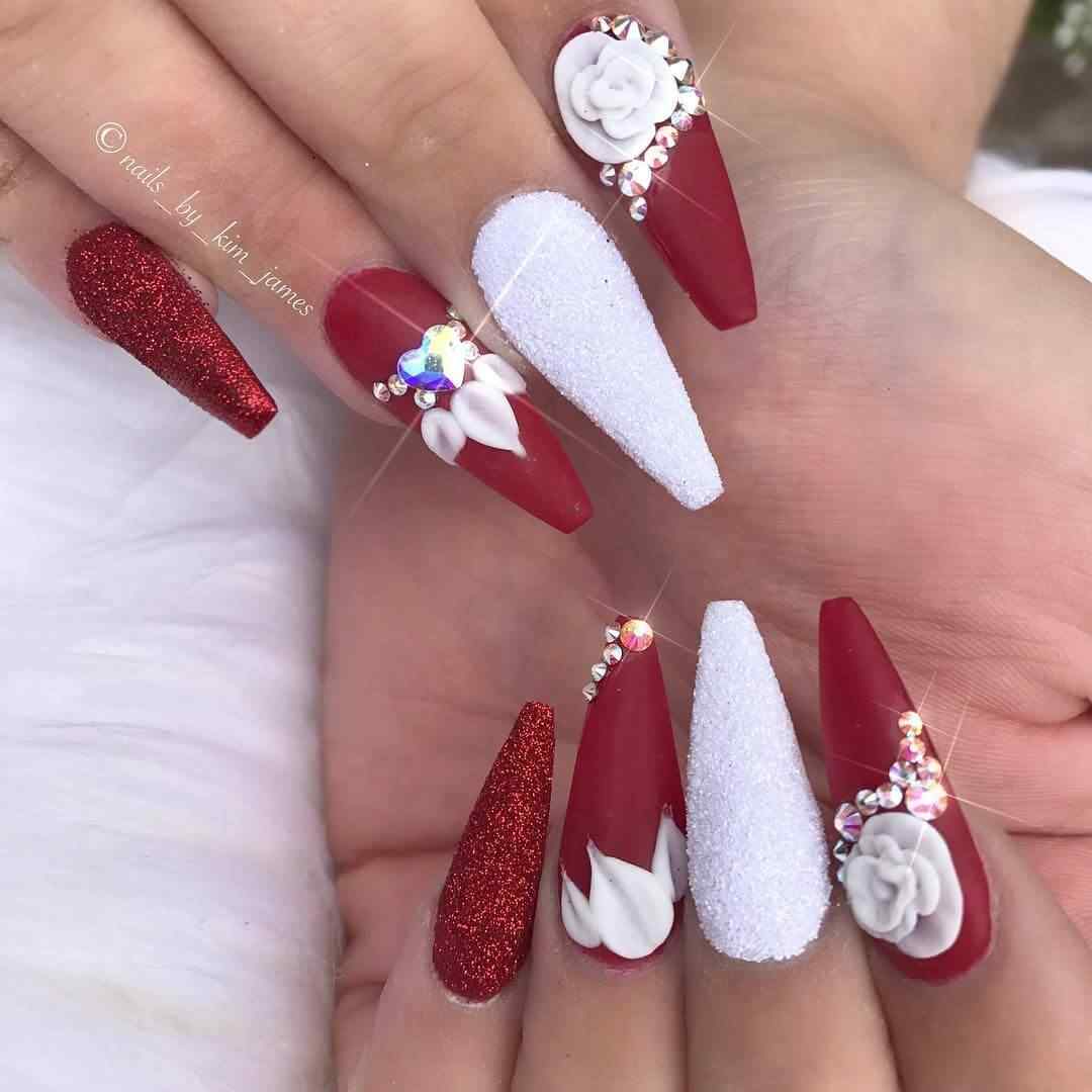 uñas rojas y blancas para novia
