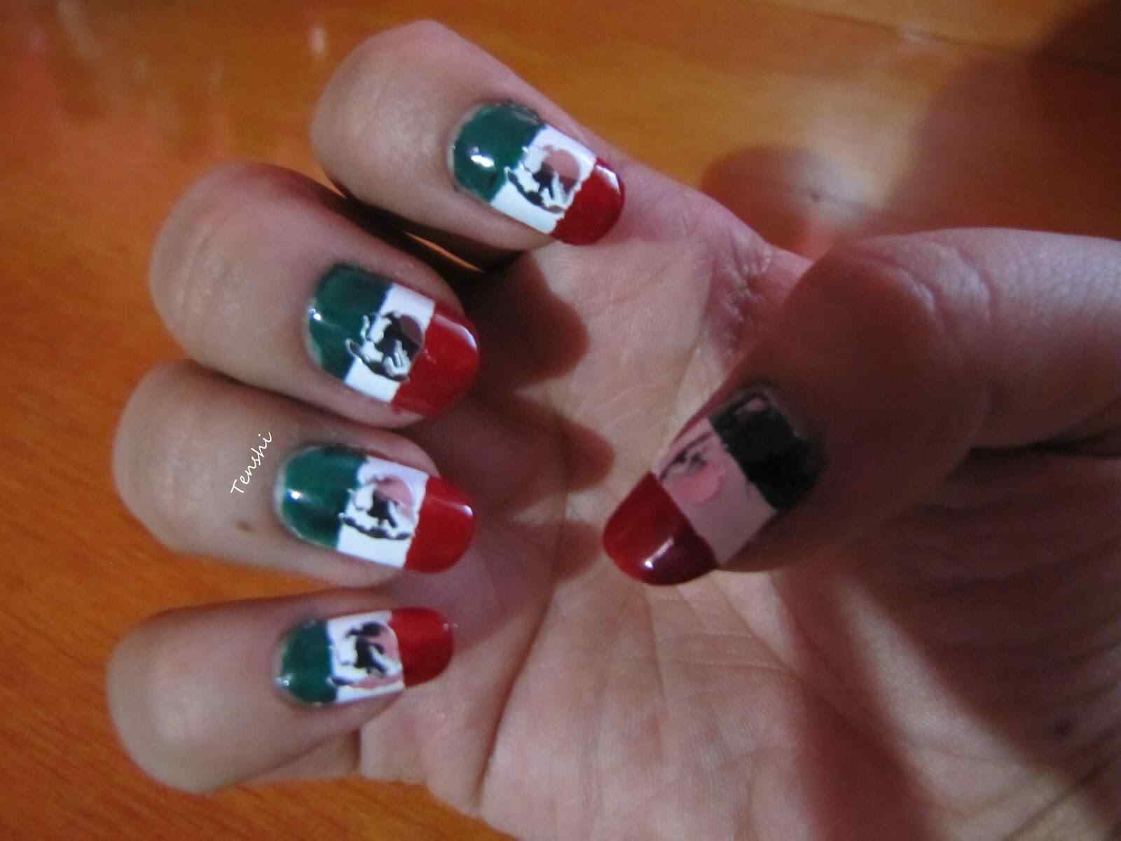 unas decorada bandera de mexico (5)