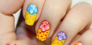 Uñas coloridas decoradas con flores paso a paso