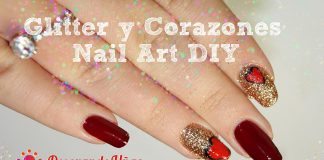 Tutorial de Uñas decoradas con glitter y corazón