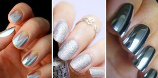 diseños de uñas color plateado silver nailart