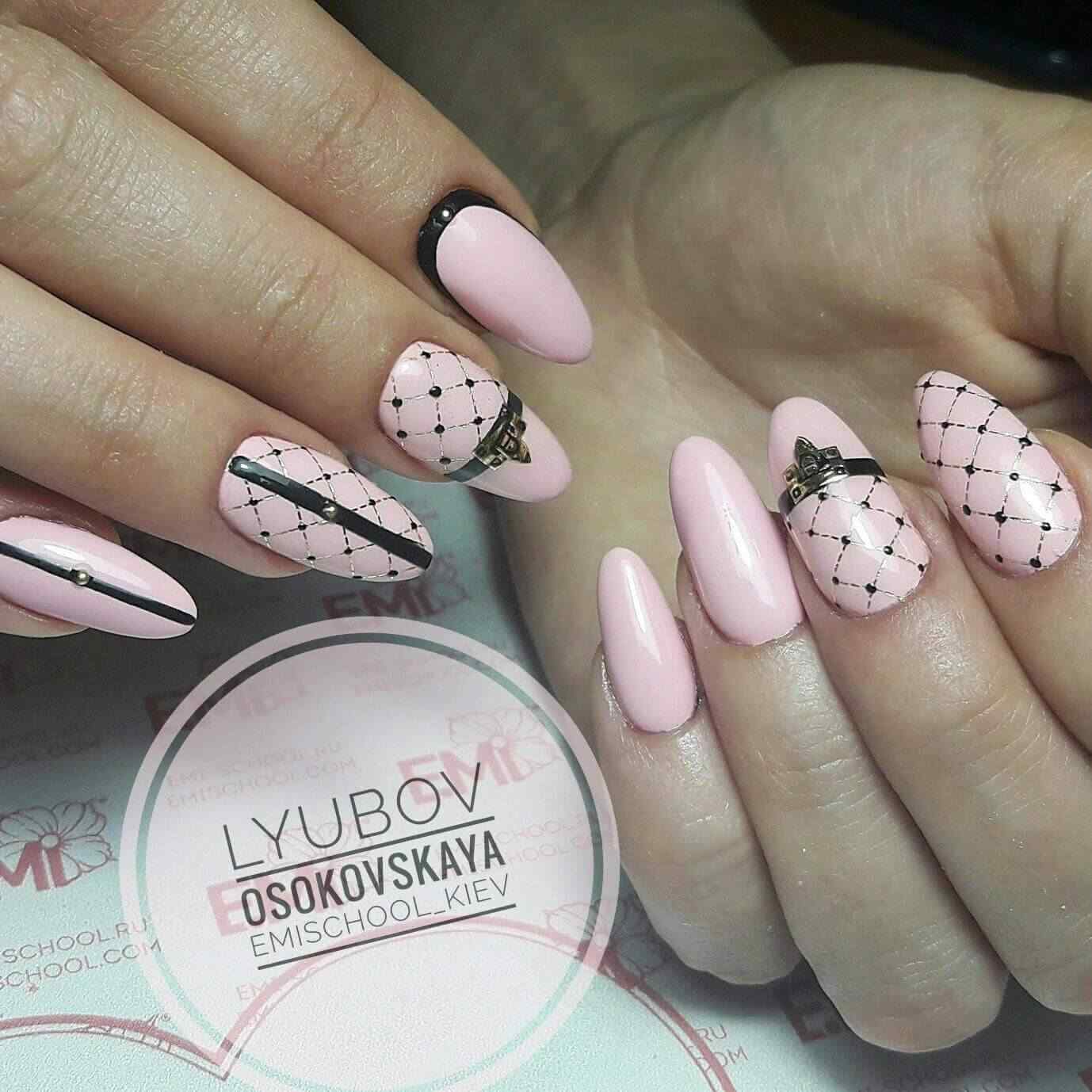 Pink Stamped Nails